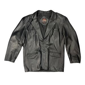 Vintage Lucky Leather Jacket Men XL Extra Large Black Heavy 2-Button Notch *READ